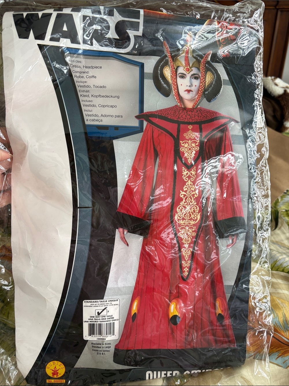 RUBIES Star Wars Queen Amidala Costume in Red and Black with Gold Trim